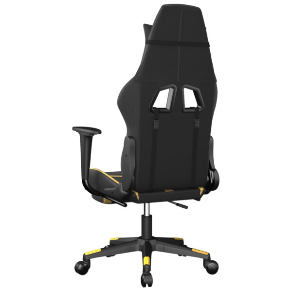 Silla gaming con reposapiés cuero sintético negro dorado M 5