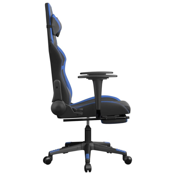 Silla gaming con reposapiés cuero sintético negro azul M 4
