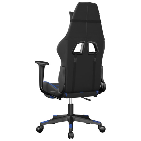 Cadeira gaming c/ apoio para pés couro artificial preto e azul M 5