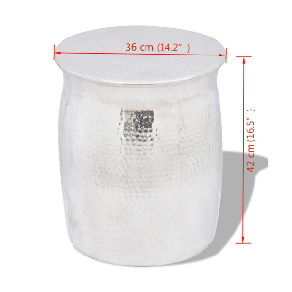 Taburete/mesita de centro de aluminio martillado plateado M 4