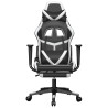 Silla gaming con reposapiés cuero sintético negro blanco 3
