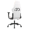 Silla gaming con reposapiés cuero sintético blanco y rosa 5