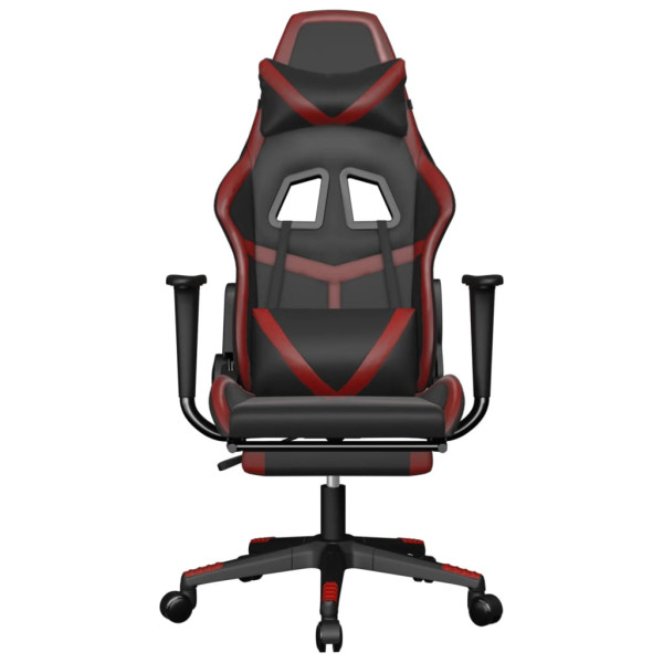 Silla gaming con reposapiés cuero sintético negro rojo tinto M 3
