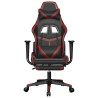 Silla gaming con reposapiés cuero sintético negro rojo tinto 3