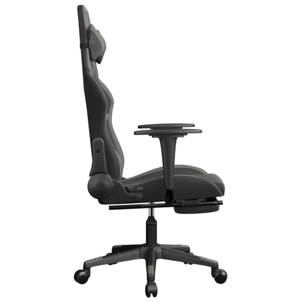 Cadeira gaming massagens c/ apoio pés couro artif. preto/cinza M 5