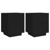 Mesas de cabeceira c/ luzes LED 2 pcs derivados madeira preto 2