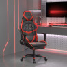 Silla gaming de masaje y reposapiés cuero sintético negro rojo 1