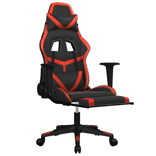 Cadeira gaming massagem + apoio pés couro artif. preto/vermelho M 3