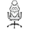 Silla gaming con reposapiés cuero sintético blanco negro 3