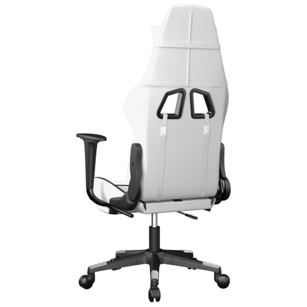 Silla gaming con reposapiés cuero sintético blanco negro M 5