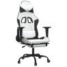Silla gaming masaje y reposapiés cuero sintético negro blanco 2
