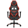Silla gaming con reposapiés cuero sintético negro rojo 3