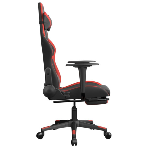 Cadeira gaming c/ apoio pés couro artificial preto e vermelho M 4