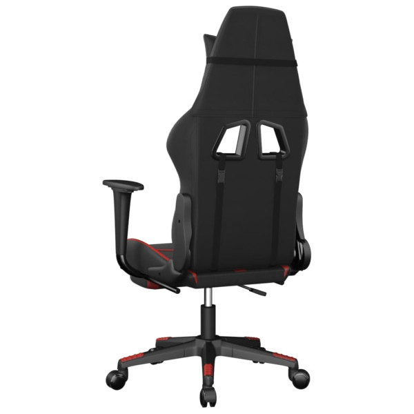 Silla gaming con reposapiés cuero sintético negro rojo M 5