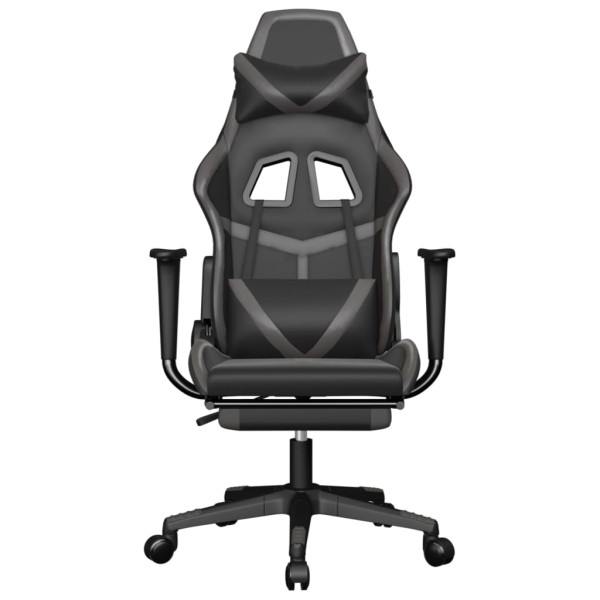 Silla gaming con reposapiés cuero sintético negro gris M 3