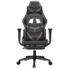 Silla gaming con reposapiés cuero sintético negro gris 3