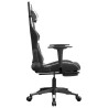 Silla gaming masaje y reposapiés cuero sintético negro blanco 5