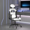 Silla gaming con reposapiés cuero sintético blanco negro 1