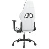 Silla gaming con reposapiés cuero sintético blanco negro 5