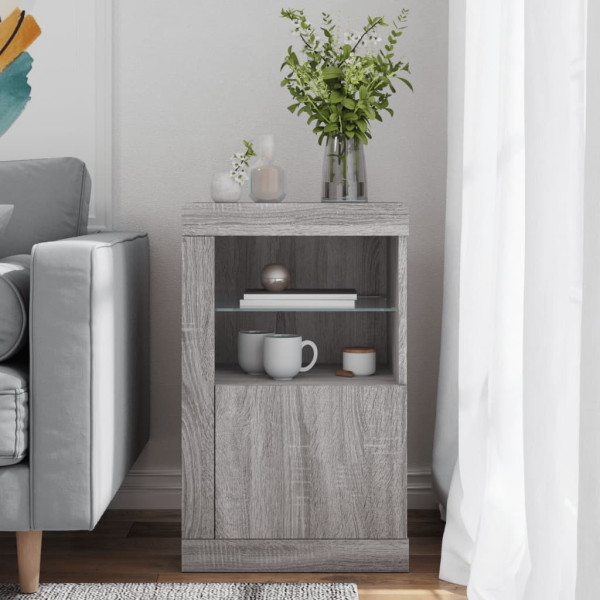 Armário de apoio c/ luzes LED derivados madeira cinzento sonoma M 4