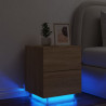 Mesita de noche con luces LED madera de ingeniería roble Sonoma 1