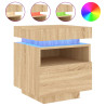 Mesa de cabeceira com luzes LED 40x39x48.5 cm carvalho sonoma 2