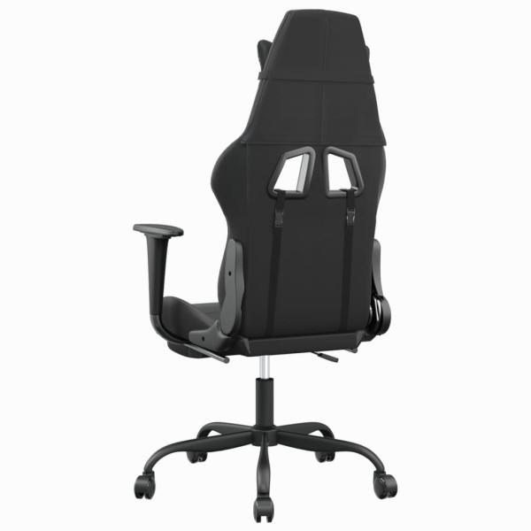 Silla gaming con reposapiés cuero sintético negro gris M 5