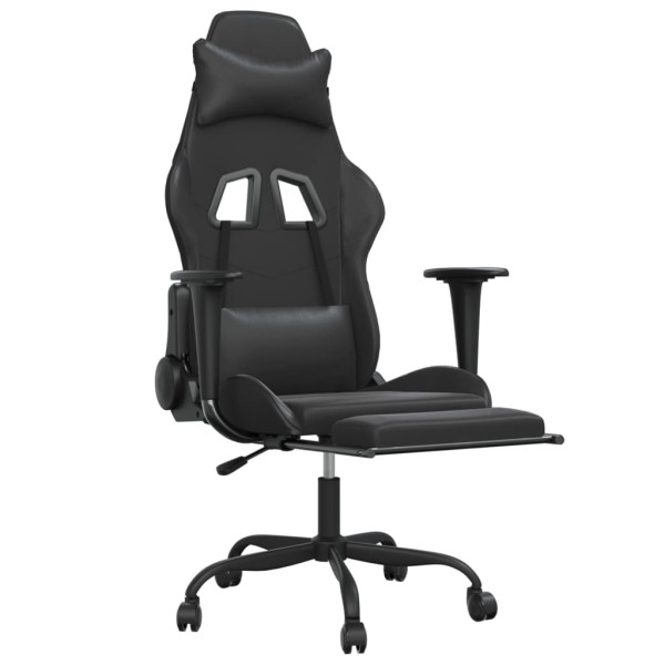 Silla gaming de masaje y reposapiés cuero sintético negro M 3