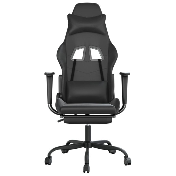Cadeira gaming massagens c/ apoio pés couro artif. preto M 4