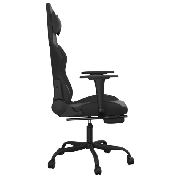 Silla gaming de masaje y reposapiés cuero sintético negro M 5