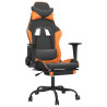 Cadeira gaming massagem c/ apoio pés couro artif. preto/laranja 2
