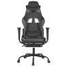 Silla gaming de masaje y reposapiés cuero sintético negro gris 4
