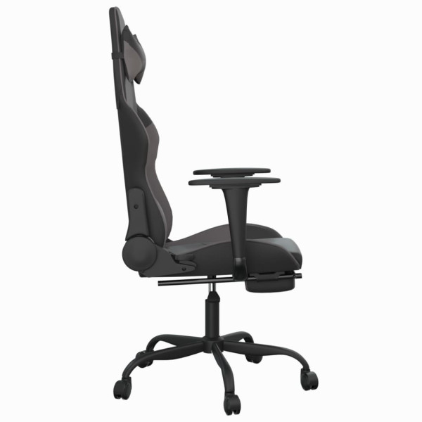 Silla gaming de masaje y reposapiés cuero sintético negro gris M 5