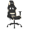 Silla gaming con reposapiés tela crema y negro 2
