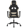 Silla gaming con reposapiés tela crema y negro 3