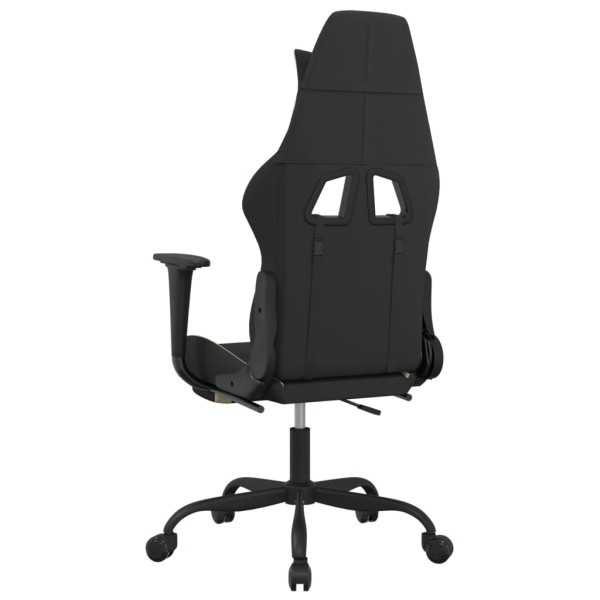 Silla gaming con reposapiés tela crema y negro M 5