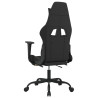 Silla gaming con reposapiés tela crema y negro 5
