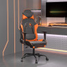 Cadeira gaming c/ apoio p/ pés couro artificial preto e laranja 1