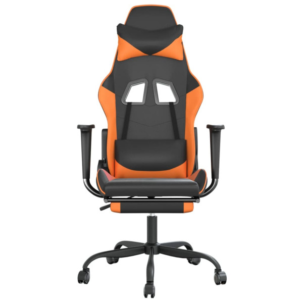 Silla gaming con reposapiés cuero sintético negro naranja M 3