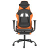 Silla gaming con reposapiés cuero sintético negro naranja 3