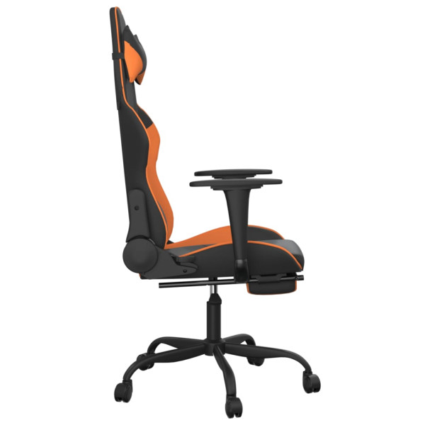 Cadeira gaming c/ apoio p/ pés couro artificial preto e laranja M 4