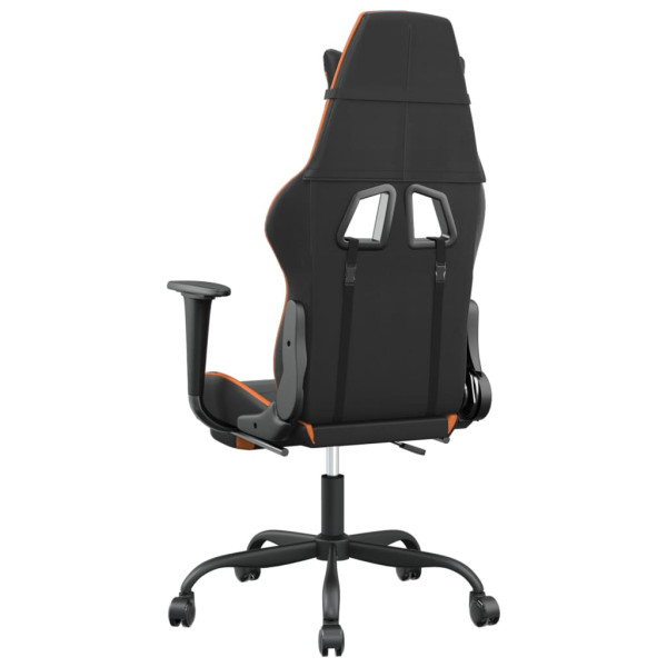 Cadeira gaming c/ apoio p/ pés couro artificial preto e laranja M 5