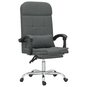 Silla de oficina reclinable con masaje de tela gris oscuro H