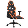 Silla gaming masaje y reposapiés cuero sintético negro naranja 3