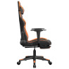 Silla gaming masaje y reposapiés cuero sintético negro naranja 5