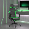 Silla gaming de masaje y reposapiés cuero sintético negro verde 1