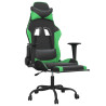 Cadeira gaming massagens c/ apoio pés couro artif. preto/verde 3
