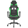 Cadeira gaming massagens c/ apoio pés couro artif. preto/verde 4