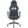 Silla gaming con reposapiés cuero sintético negro azul 3