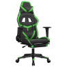 Silla gaming con reposapiés cuero sintético negro verde 2